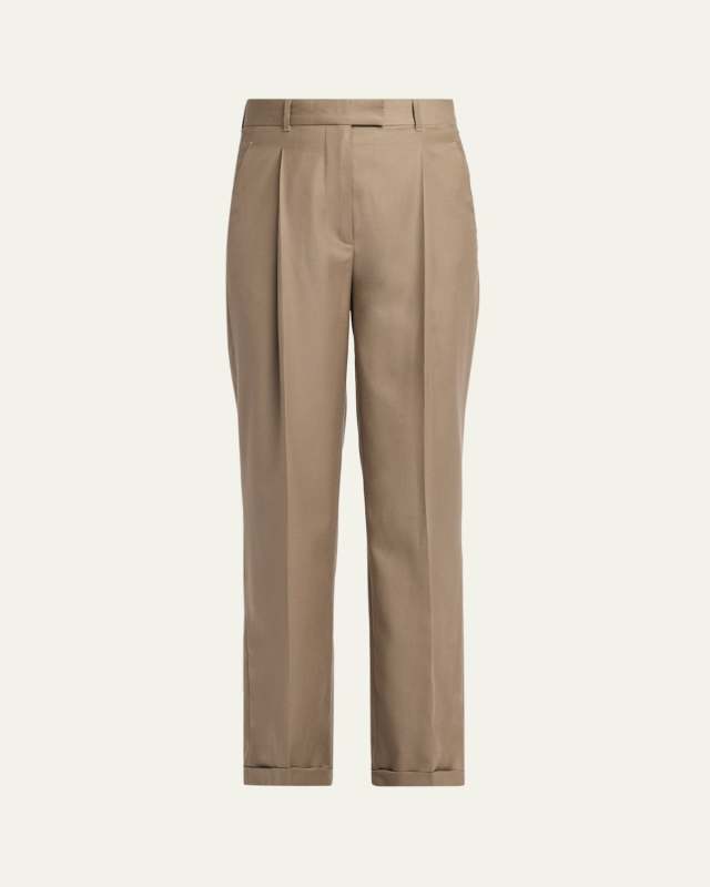 Sorina Pleated Straight-Leg Pants